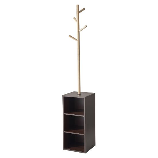 Picture of Adesso Hutch Storage Coat Rack, 69inH x 12inW x 12inD, Natural/Walnut