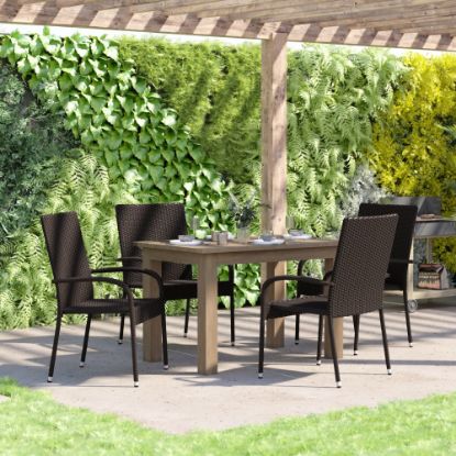 Picture of Flash Furniture Maxim Indoor/Outdoor Wicker Dining Chairs, Espresso, Set Of 4 Chairs