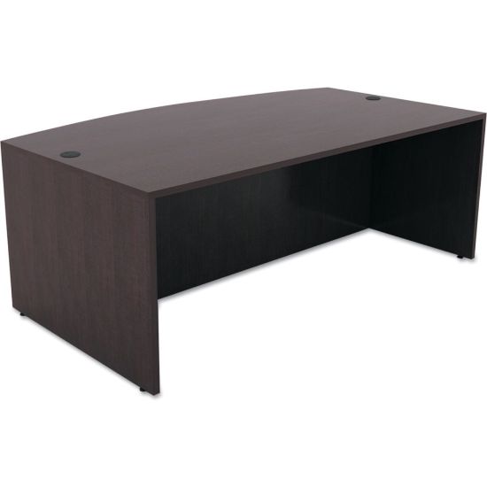 Picture of ALERA Valencia Bow Front Desk Shell, 71w x 35.5d to 41.38d x 29.63h Espresso - Material: Wood Grain Laminate, Wood Grain Laminate Top - Finish: Espresso