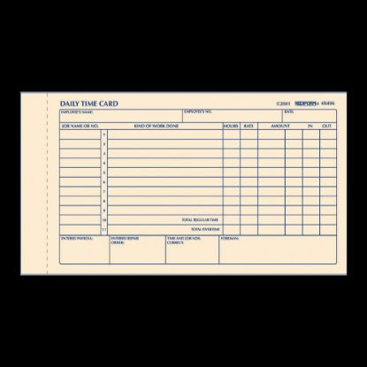 Picture of Rediform Daily Time Clock Card Pads, For Daily Time/2-Page, 4.25in x 7in, Manila, 100 Pages