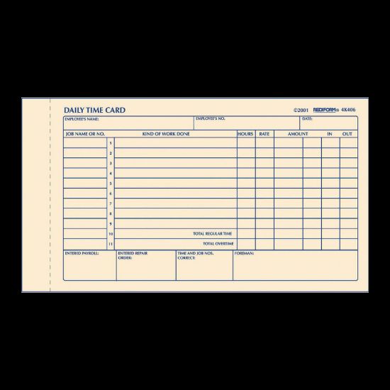 Picture of Rediform Daily Time Clock Card Pads, For Daily Time/2-Page, 4.25in x 7in, Manila, 100 Pages