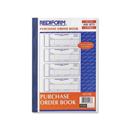 Picture of Rediform 2-Part Purchase Order Book - 400 Sheet(s) - Stapled - 2 Part - Carbonless Copy - 2 3/4in x 7in Sheet Size - Blue Print Color - 1 Each