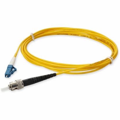 Picture of AddOn 10m ST (Male) to LC (Male) Yellow OS2 Simplex Fiber OFNR (Riser-Rated) Patch Cable - 100% compatible and guaranteed to work