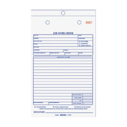 Picture of Rediform 2-Part Job Work Order Book, 2 Part, 5-1/2in x 8-1/2in, 50 Sheets, Blue/Red