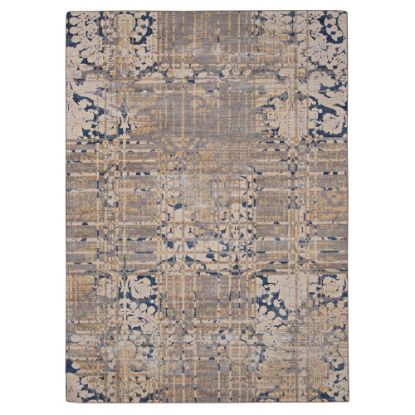 Picture of Linon Washable Outdoor Area Rug, Verona, 2ft x 3ft, Navy/Sand