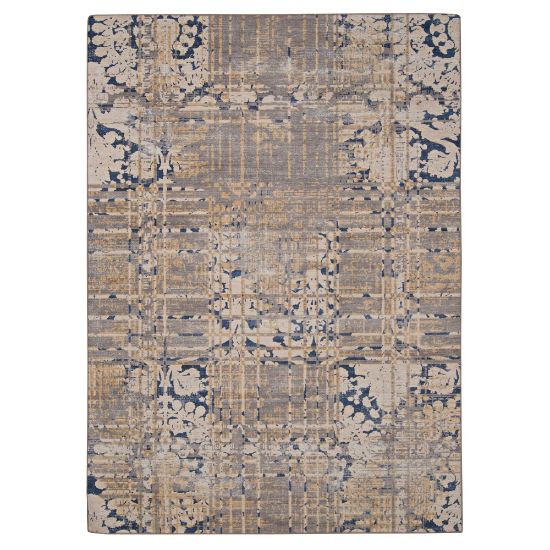 Picture of Linon Washable Outdoor Area Rug, Verona, 2ft x 3ft, Navy/Sand