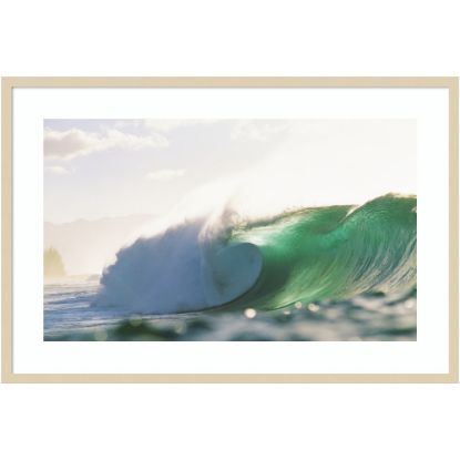 Picture of Amanti Art Hawaiian Green Wave At Pipeline by Design Pics Wood Framed Wall Art Print, 28inH x 41inW, Natural