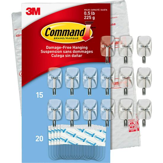 Picture of Command Small Wire Toggle Hooks, 15 Command Hooks, 20 Command Strips, Damage Free Hanging of Dorm Room Decorations