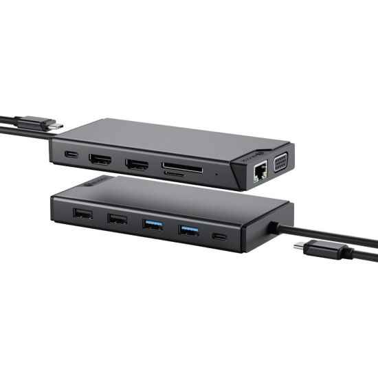 Picture of Alogic USB-C 12-in-1 Dual Display Mini Dock - MV2 - for Notebook - SD, microSD - 100 W - USB Type A, USB Type C - 3 Displays Supported - 1920 x 1080 - 3 x USB Type-A Ports - USB Type-A - USB Type-C - Network (RJ-45) - 1 x HDMI Ports - HDMI - VGA