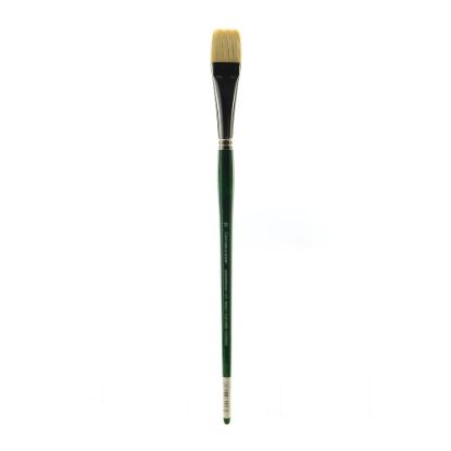 Picture of Grumbacher Gainsborough Oil And Acrylic Paint Brush, Size 12, Bright Bristle, Hog Hair, Green