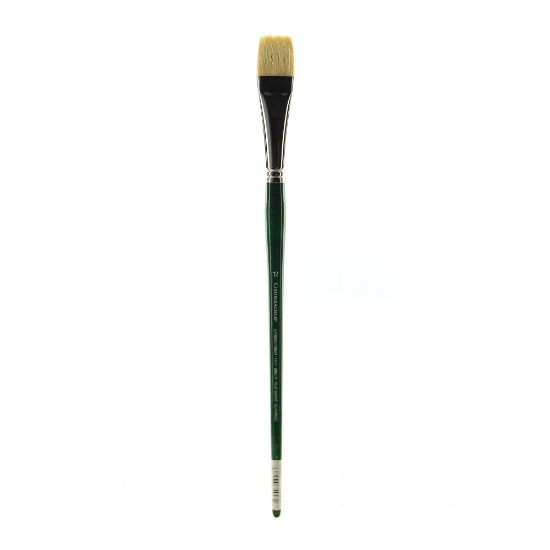 Picture of Grumbacher Gainsborough Oil And Acrylic Paint Brush, Size 12, Bright Bristle, Hog Hair, Green