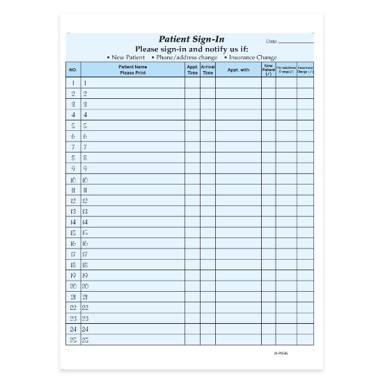 Picture of HIPAA Compliant Patient/Visitor Privacy 2-Part Sign-In Sheets, 8-1/2in x 11in, Blue, Pack Of 500 Sheets