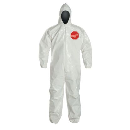 Picture of DuPont Tychem SL Coveralls With Hood, Large, White, Pack Of 12