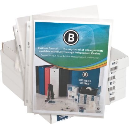 Picture of Business Source Top-Loading Poly Sheet Protectors - For Letter 8 1/2in x 11in Sheet - 3 x Holes - Ring Binder - Top Loading - Rectangular - Clear - Polypropylene - 200 / Box