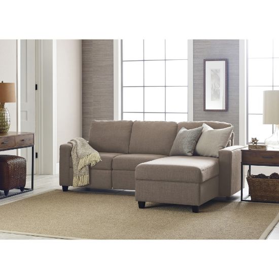 Picture of Serta Palisades Reclining Sectional With Storage Chaise, Right, Oatmeal/Espresso