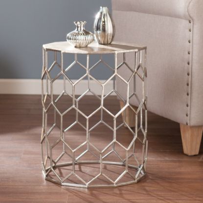 Picture of SEI Furniture Clarissa Accent Table, Round, Antique Silver