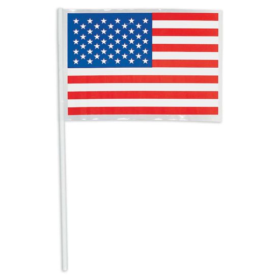 Picture of Amscan Patriotic Plastic American Flags, 14-1/2in x 6-1/4in, Pack Of 48 Flags