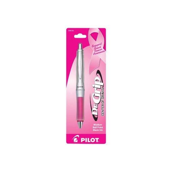 Picture of Pilot Dr. Grip Center Of Gravity Breast Cancer Awareness Ballpoint Pen, Medium Point, 1.0 mm, Pink Ribbon Barrel, Black Ink