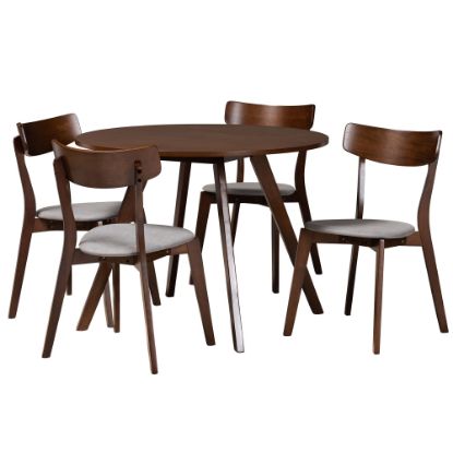 Picture of Baxton Studio Rika Dining Set, 29-1/2inH x 39-7/16inW x 39-7/16inD, Light Gray/Walnut