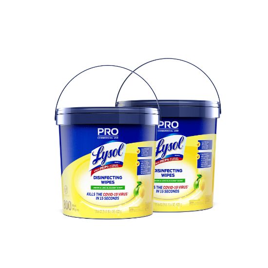 Picture of Lysol Professional Disinfecting Wipe Buckets, 6in x 8in, White, 800 Sheets Per Bucket, Set Of 2 Buckets