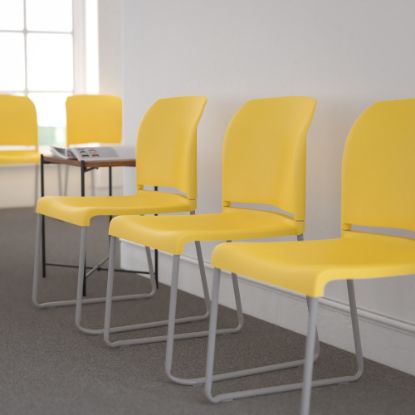 Picture of Flash Furniture HERCULES Series Full-Back Contoured Stack Chairs, Yellow/Gray, Set Of 5 Chairs