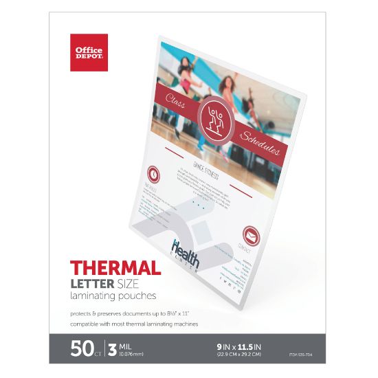 Picture of Office Depot Brand Laminating Pouches, Letter Size, 3 Mil, 9in x 11.5in, Pack Of 50