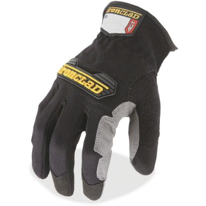 Picture of Ironclad WorkForce All-purpose Gloves - Medium Size - Thermoplastic Rubber (TPR) Knuckle, Thermoplastic Rubber (TPR) Cuff, Synthetic Leather, Terrycloth - Black, Gray - Impact Resistant, Abrasion Resistant, Durable, Reinforced - For Multipurpose, Home