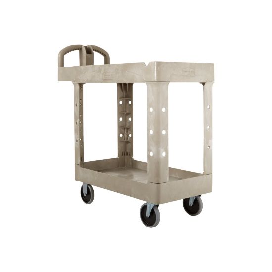 Picture of Rubbermaid 2-Shelf Heavy-Duty Utility Cart, 38.88inH x 17.13inW x 38.5inD, Beige