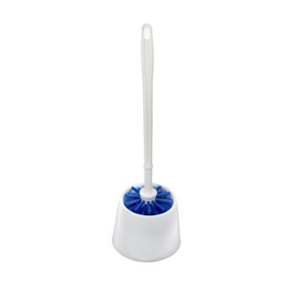 Picture of Alpine Economy Toilet Bowl Brushes With Caddies, 16-5/16in x 4-1/2in, Blue/White, Pack Of 12 Brushes