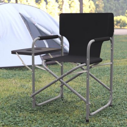 Picture of Flash Furniture Folding Directors Camping Chair With Side Table And Cup Holder, Black/Gray