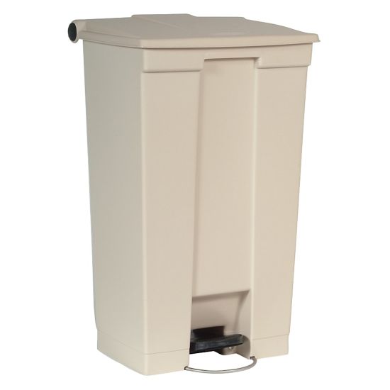 Picture of Rubbermaid Commercial Mobile Step-On Container - Step-on Opening - Overlapping Lid - 23 gal Capacity - Rectangular - Beige