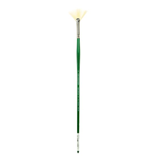 Picture of Grumbacher Gainsborough Oil And Acrylic Paint Brush, Size 4, Fan Bristle, Hog Hair, Green