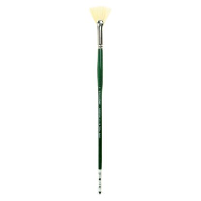 Picture of Grumbacher Gainsborough Oil And Acrylic Paint Brush, Size 6, Fan Bristle, Hog Hair, Green