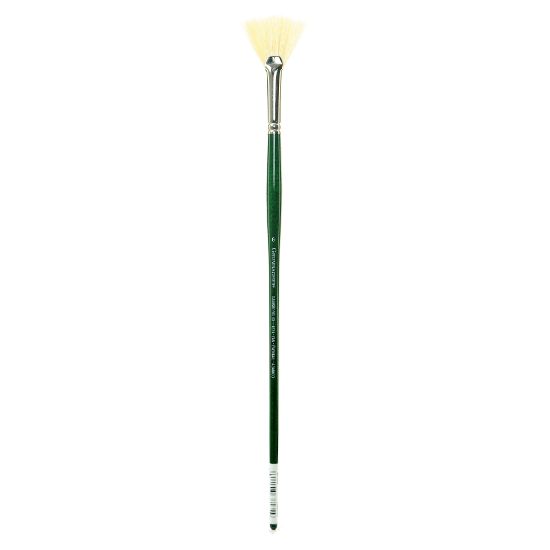 Picture of Grumbacher Gainsborough Oil And Acrylic Paint Brush, Size 6, Fan Bristle, Hog Hair, Green