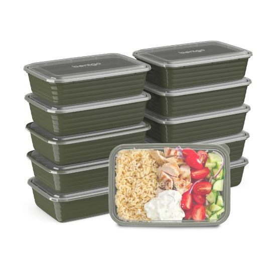 Picture of Bentgo Prep 1-Compartment Containers, 6-1/2inH x 6inW x 8-3/4inD, Khaki, Pack Of 10 Containers