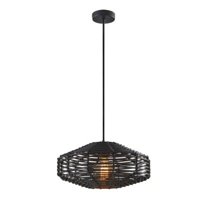 Picture of Adesso Kingston Pendant Lamp, Black Rattan Shade/Black Base