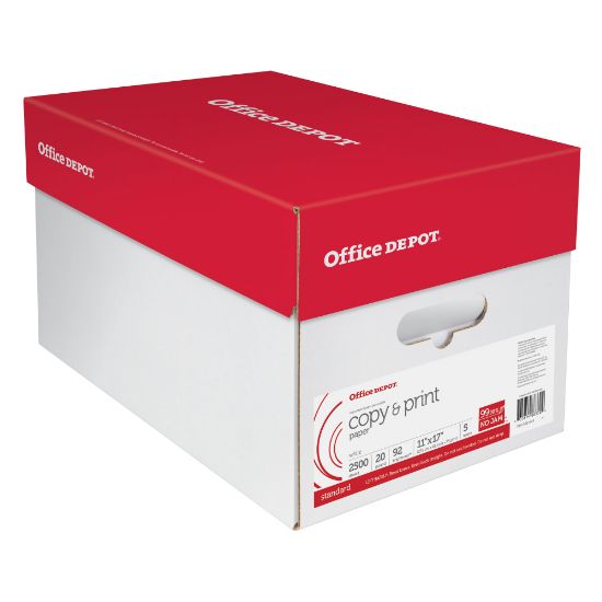 Picture of Office Depot Multi-Use Printer & Copy Paper, 5 Reams, White, Ledger (11in x 17in), 2500 Sheets Per Case, 20 Lb, 92 Brightness