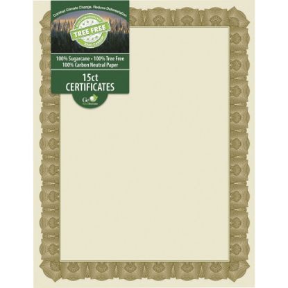 Picture of Geographics Tree Free Certificate - 8.5in - Multicolor with Gold Border - Sugarcane - 15 / Pack