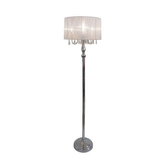 Picture of Elegant Designs Sheer Shade Floor Lamp, 61 1/2in, White Shade/Chrome Base