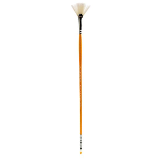 Picture of Grumbacher Bristlette Paint Brush, Size 4, Fan Bristle, Synthetic, Brown