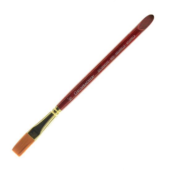 Picture of Grumbacher Goldenedge Watercolor Paint Brush, 1/2in, Aquarelle Bristle, Sable Hair, Red