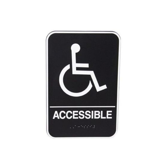 Picture of Vollrath Accessible Sign, 9in x 6in, Black/White