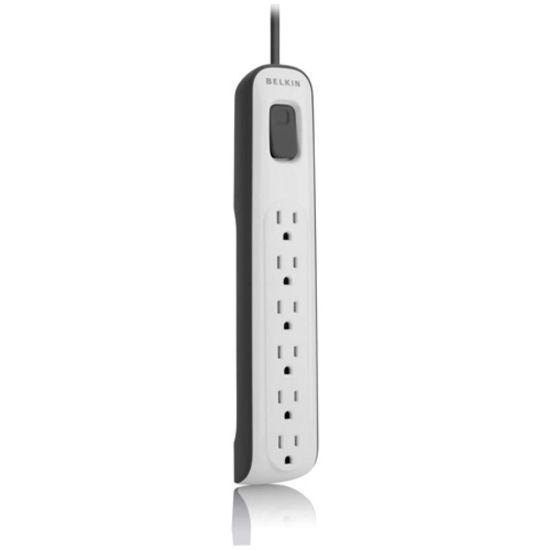 Picture of Belkin 6 Outlet AV Power Strip Surge Protector with 4ft Power Cord - 600 Joules - Black - 6 x AC Power - 600 J - 25 kA - 4 ft