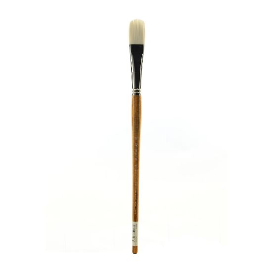 Picture of Grumbacher Bristlette Paint Brush, Size 12, Filbert Bristle, Synthetic, Brown