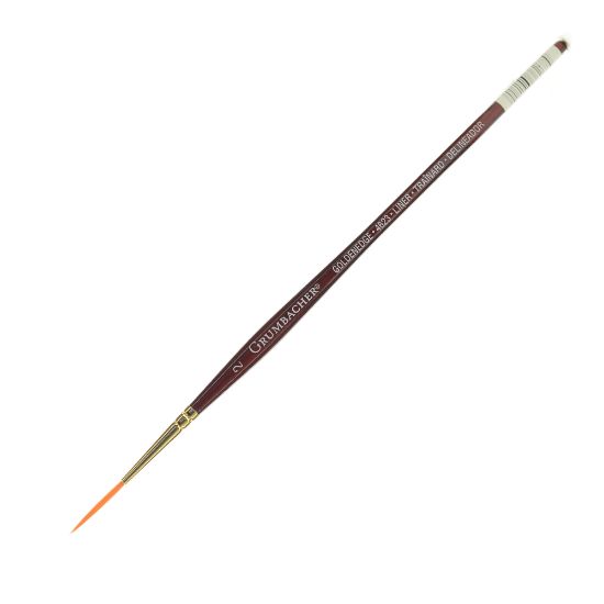 Picture of Grumbacher Goldenedge Watercolor Paint Brush, Size 2, Liner Bristle, Sable Hair, Brown