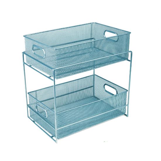 Picture of Mind Reader Metal Accessory Organizer Supply Storage, 12-1/2inH x 12-1/2inW x 8-1/4inL, Turquoise