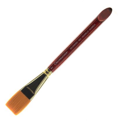 Picture of Grumbacher Goldenedge Watercolor Paint Brush, 1in, Aquarelle Bristle, Sable Hair, Brown