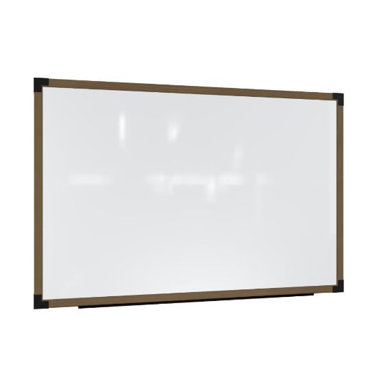 Picture of Ghent Prest Magnetic Dry-Erase Whiteboard, Porcelain, 38-1/4in x 62-1/4in, White, Driftwood Frame