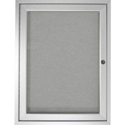 Picture of Ghent 1 Door Enclosed Vinyl Bulletin Board, Satin Aluminum Frame, 24inH x 18inW, Silver