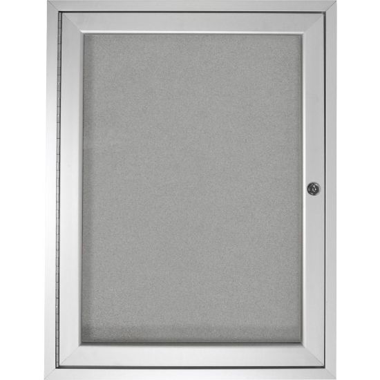 Picture of Ghent 1 Door Enclosed Vinyl Bulletin Board, Satin Aluminum Frame, 24inH x 18inW, Silver